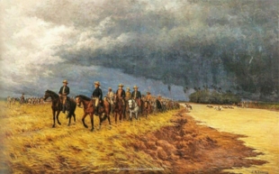 El paso del Ejército Libertador por los Llanos en 1819 Óleo/lienzo 148.5x200.5 cm por Jesús María Zamora.