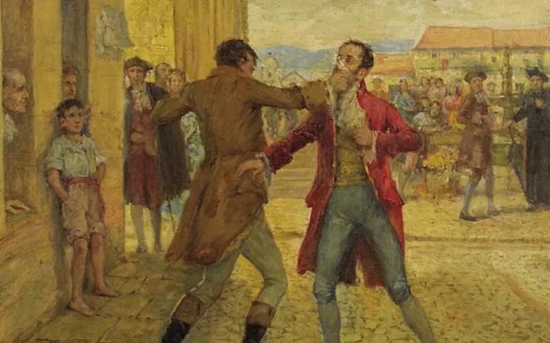 La obra Reyerta del 20 de julio, del artista colombiano Pedro Alcántara Quijano Montero